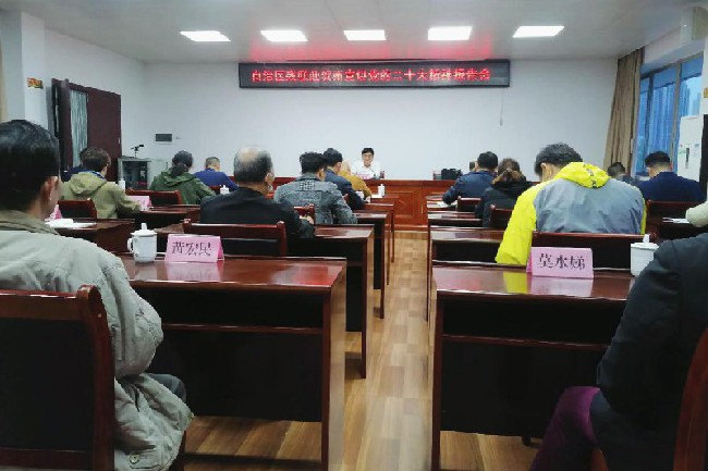 图为许健强向残联干部职工和残疾人代表宣讲党的二十大精神